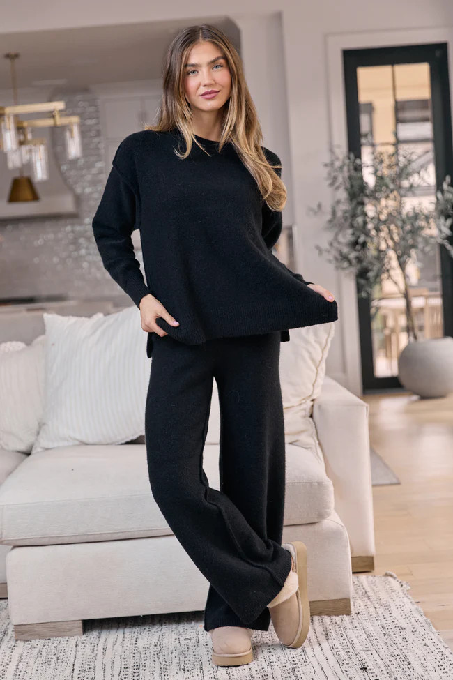 Glenn Black Crewneck Sweater SALE | Pink Lily