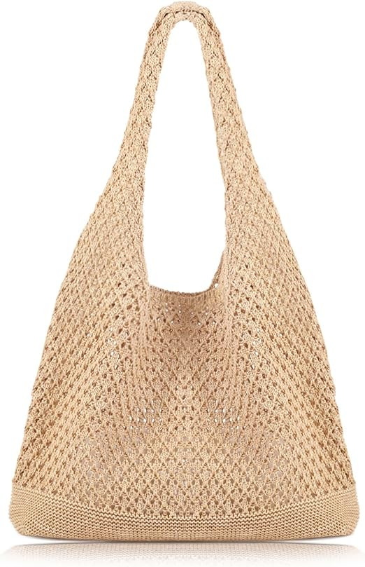 COOKOOKY Crochet Beach Tote bag Summer Beach Bag for Women Aesthetic Mesh Tote Bag Hippie Bag Kni... | Amazon (US)