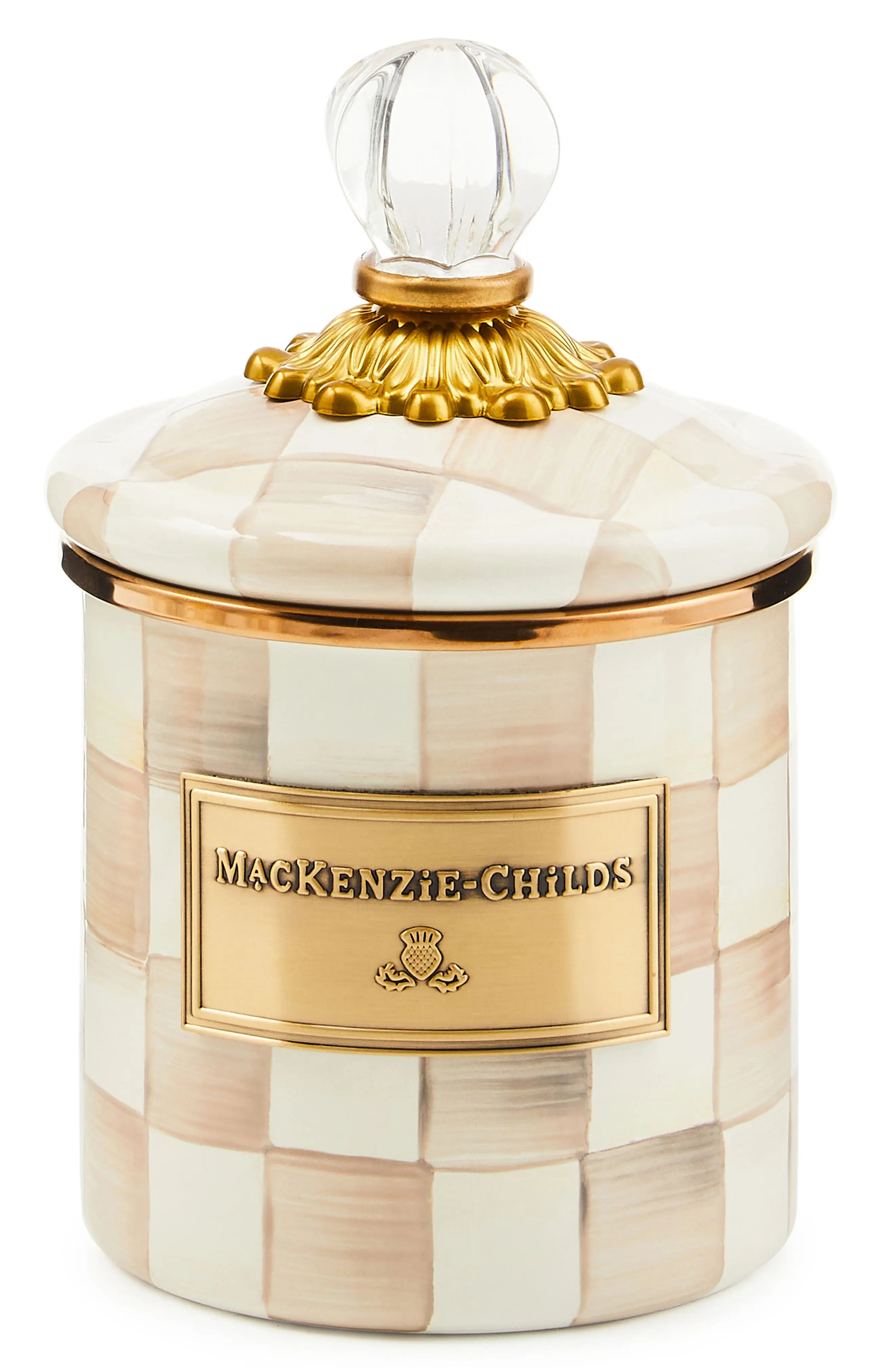 MACKENZIE CHILDS Mocha Check Demi Enameled Steel Canister at Nordstrom | Nordstrom