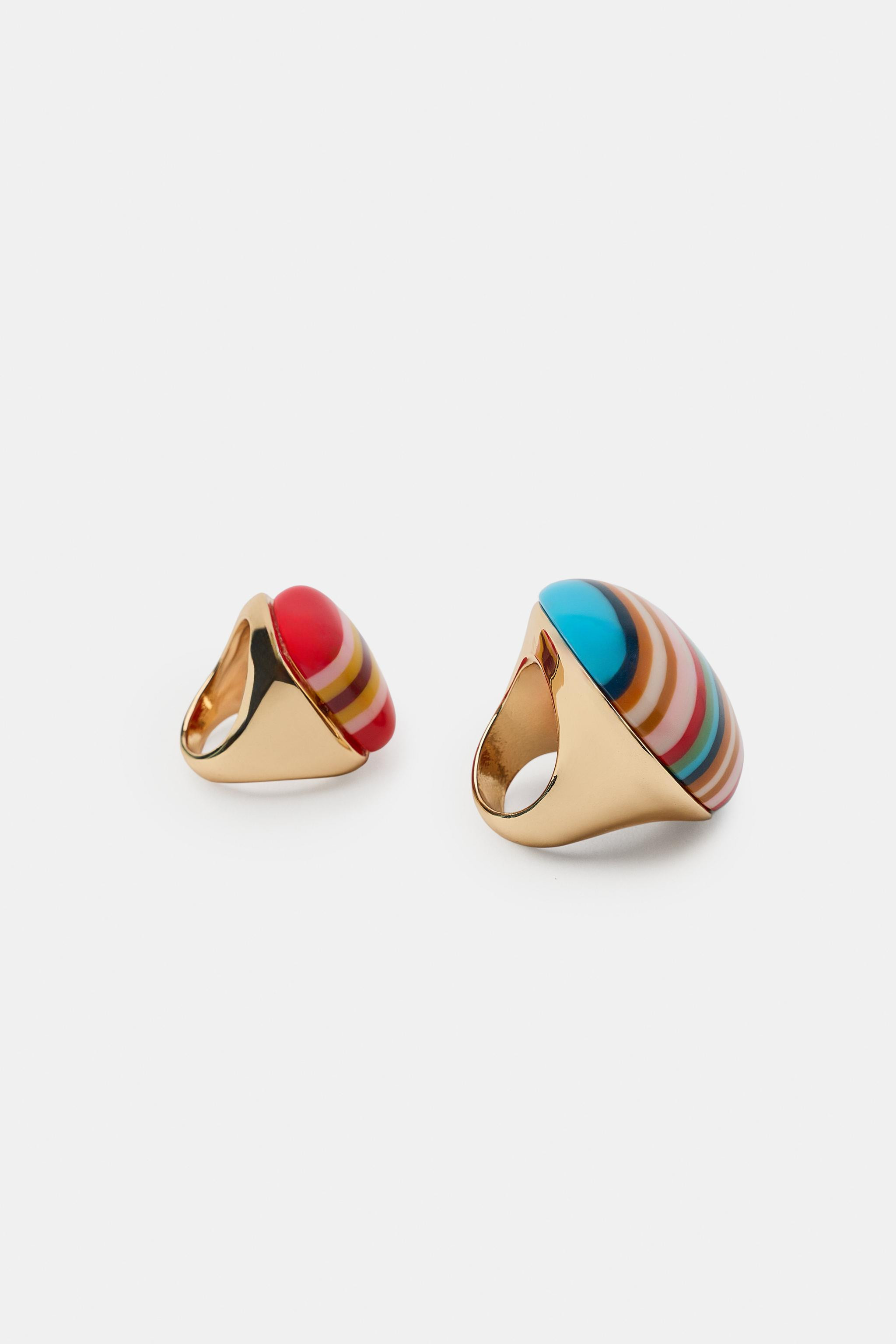 2-PACK RESIN STRIPED RINGS | Zara US