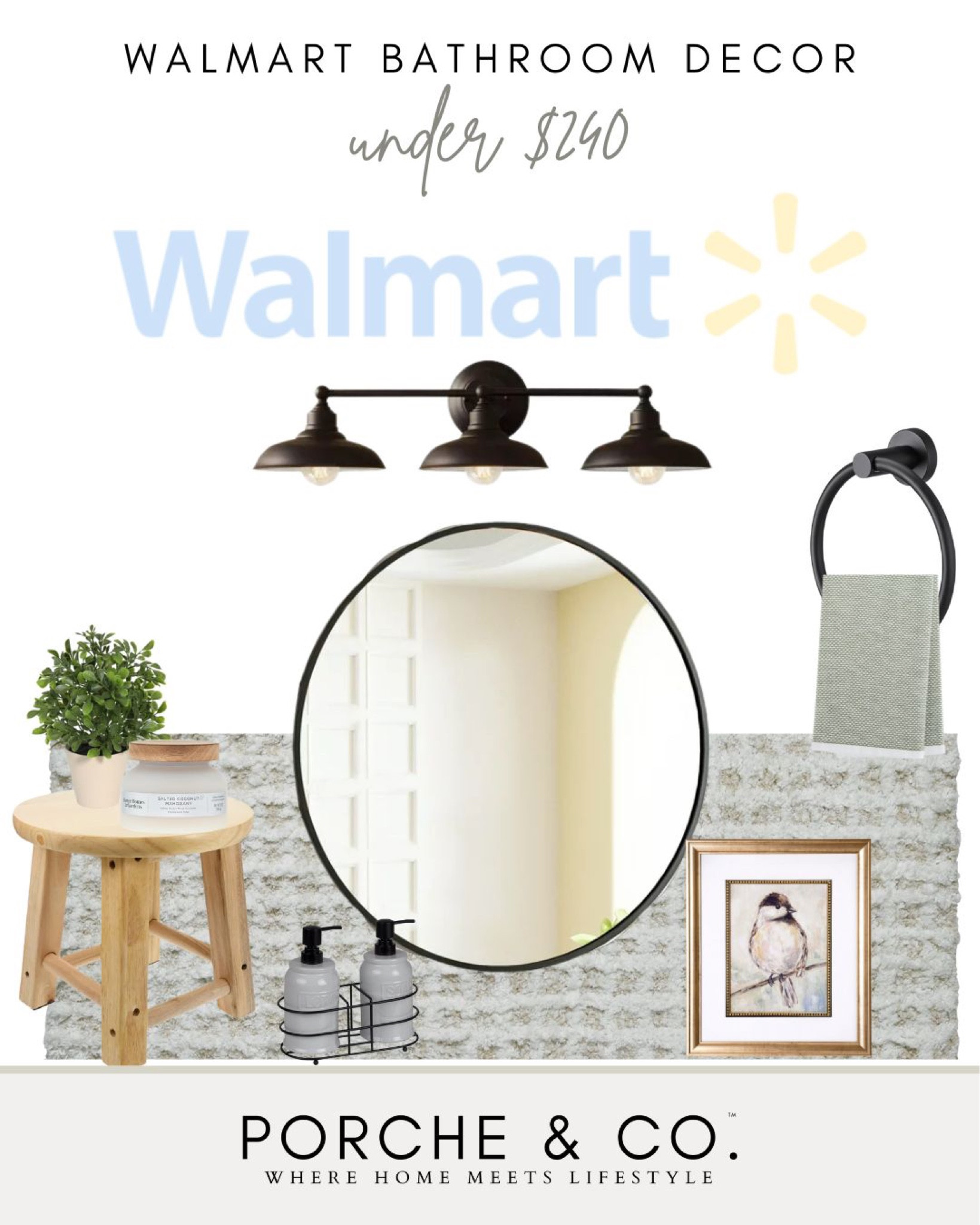 Walmart bathroom decor, bathroom styling, modern classic bathroom 
#visionboard #moodboard #porcheandco

#LTKstyletip #LTKhome #LTKFind