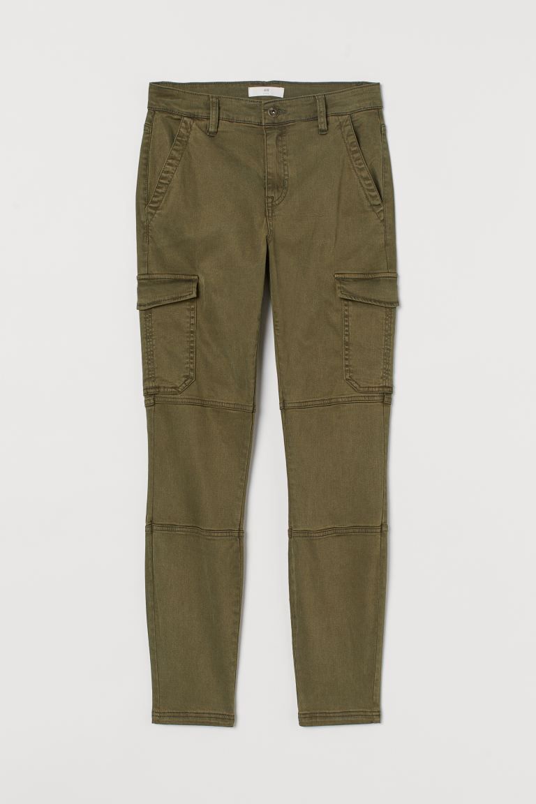 Slim Fit Cargo Pants - Dark khaki green - Ladies | H&M US | H&M (US + CA)