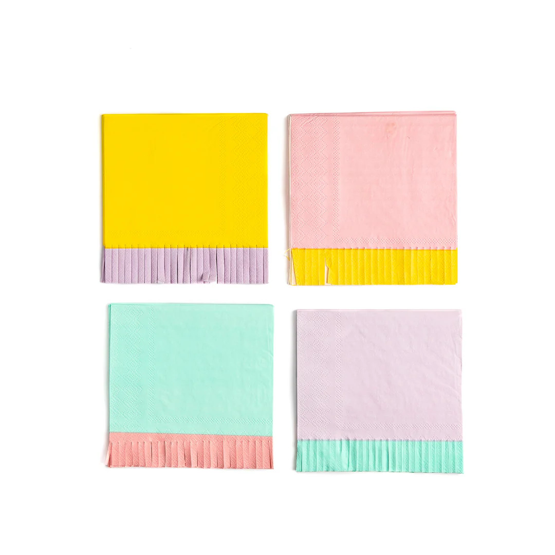 Spring Fringed Cocktail Napkins | My Mind's Eye