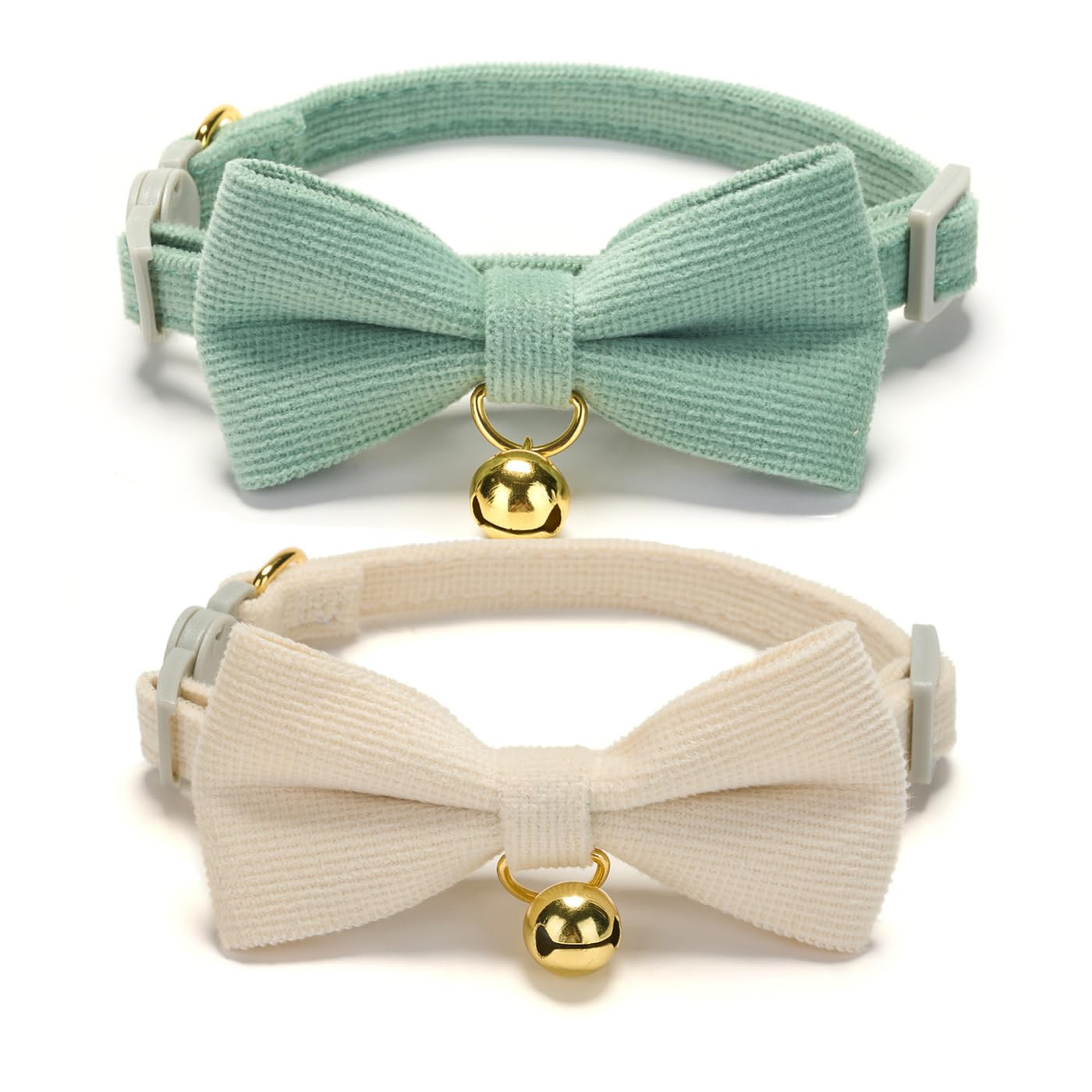 2 Pack Soft Corduroy Cat Collars with Bow Tie & Bell Adjustable Breakaway Bowtie Kitten Collar fo... | Amazon (US)
