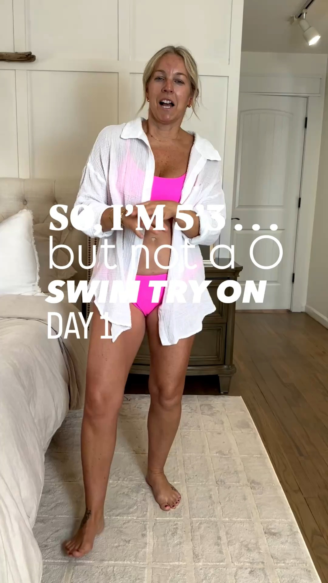 Hope this helps!! 
Purple one piece: M
Striped One piece: M
Navy striped bikini: 36b top, M bottom
Navy one piece: M
Hot Pink Bikini: L top, XL Bottoms
ALL COVERUPS: Mediums

I’m in shade dark of my self tanner too and this was before I showered it off! 

#LTKMidsize #LTKTravel #LTKSwim