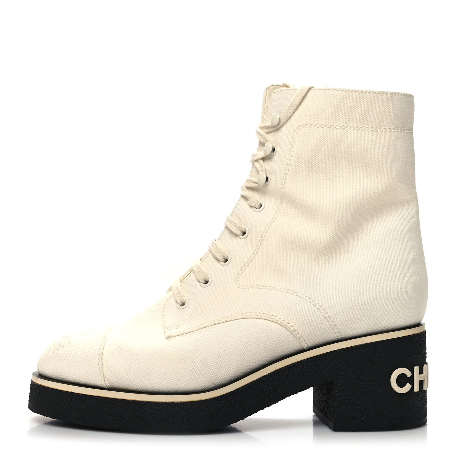 Fabric Lace Up Combat Boots 39 White | FASHIONPHILE (US)