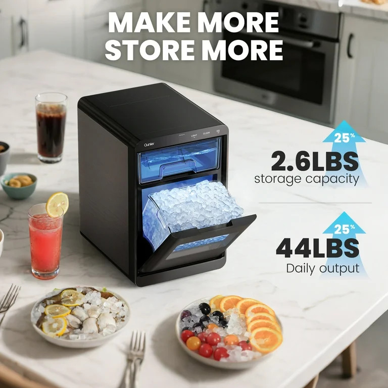 Qunler Nugget Ice Maker Countertop, 44lbs per Day Chewable Pebble Nugget Ice Machine with Touch S... | Walmart (US)