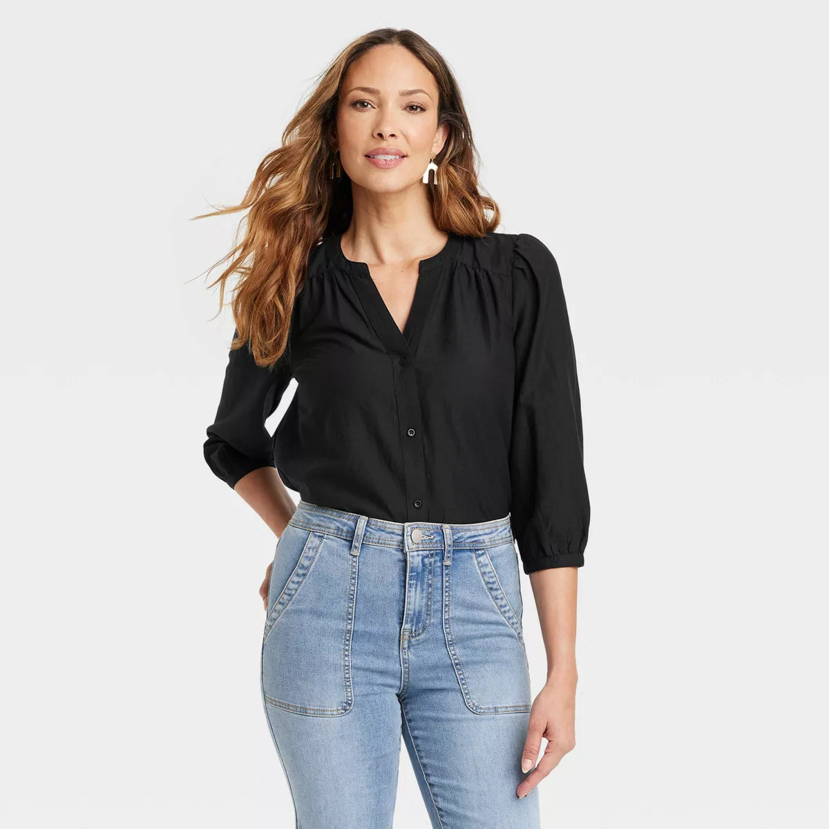 Women's 3/4 Sleeve V-Neck Blouse - Knox Rose™ | Target
