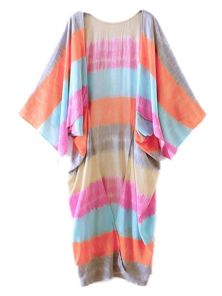 'Ellie' Longline Rainbow Tie Dye Kimono | Goodnight Macaroon