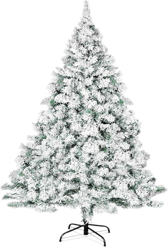 Outroad 7ft Snow Flocked Christmas Tree Premium Hinged Artificial Pine Tree,Xmas Tree Metal Stand... | Amazon (US)