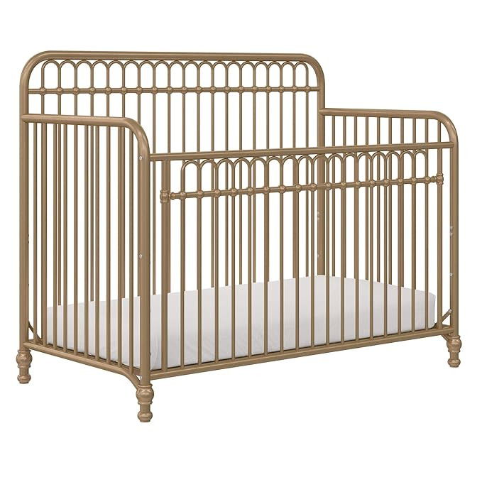 Little Seeds Ivy 3-in-1 Convertible Metal Crib, Gold | Amazon (US)
