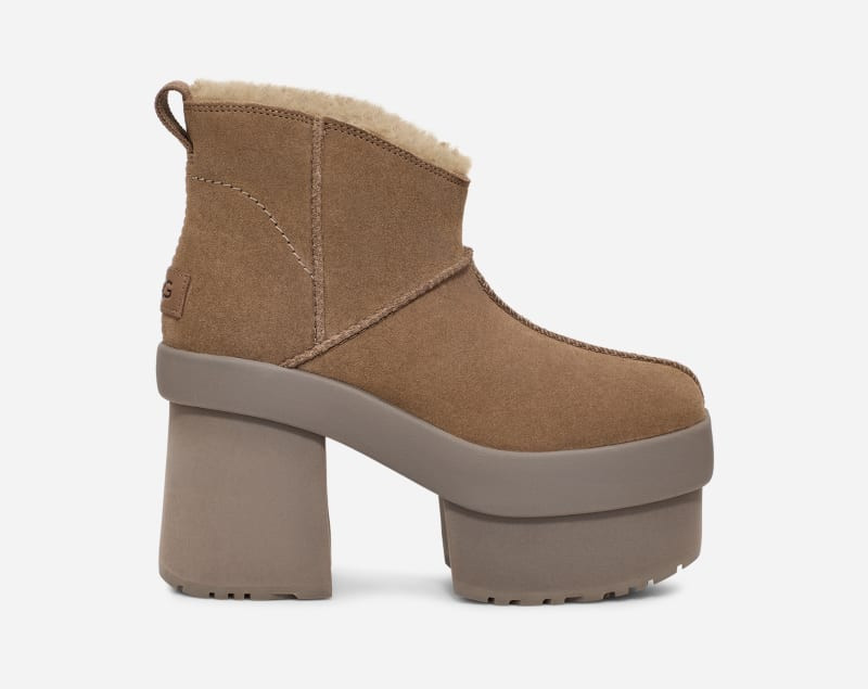 UGG® Women's New Heights Platform Mini Sheepskin Boots in Hickory, Size 5.5 | UGG (US)