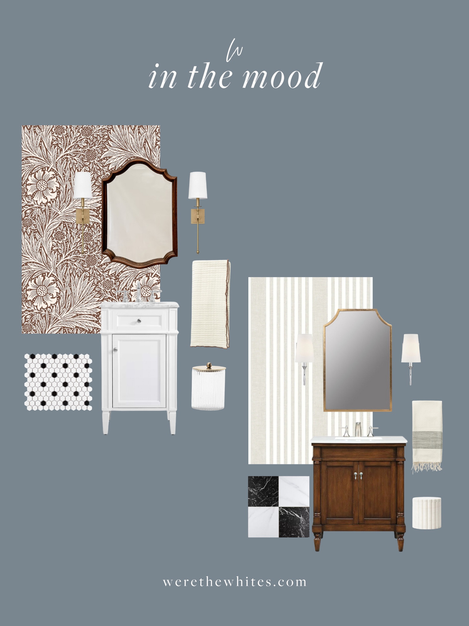 In the mood: small bathroom! There is often a misconception that powder bathrooms or small bathrooms don’t have a lot of potential, but I disagree! Powder baths are perfect for playing with texture, color, and mixing design elements. Which is your favorite, bold and fresh, or traditional and timeless? 

#LTKhome #LTKstyletip