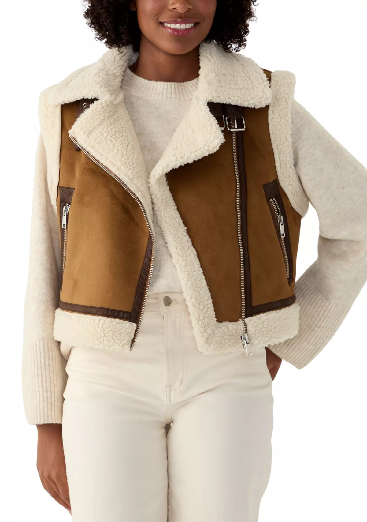 Women's Sherpa Lined Double Faced Faux Suede Vest | Belk