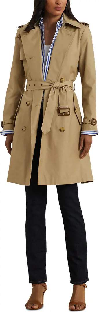 Double Breasted Belted Cotton Blend Trench Coat | Nordstrom