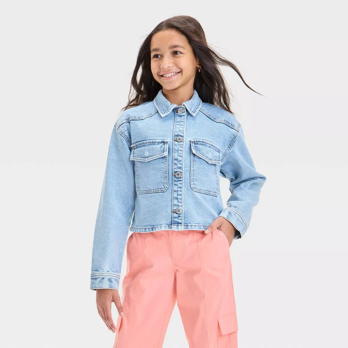 Girls' Denim Jacket - art class™ Light Wash | Target