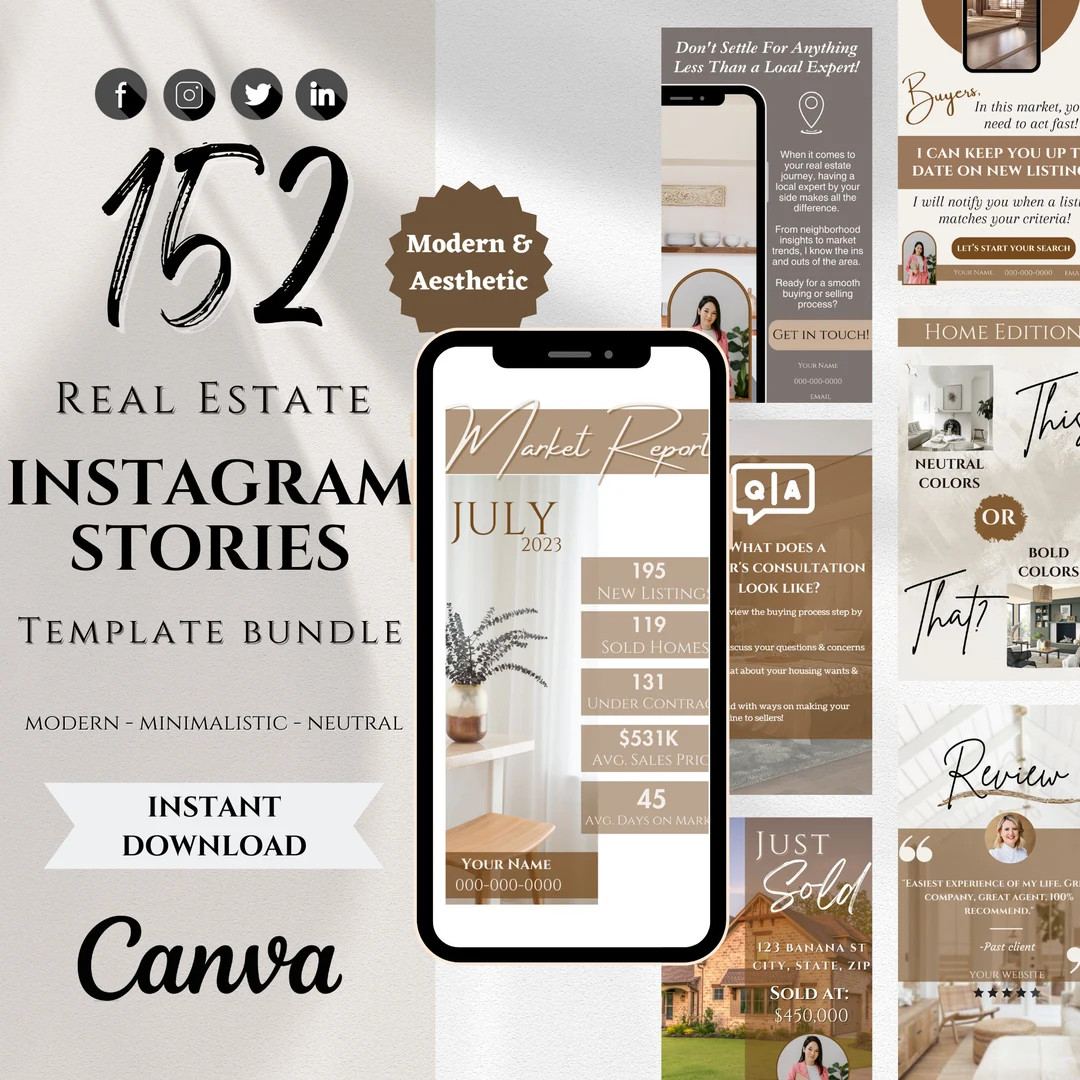 152 Real Estate Instagram Stories Realtor Social Media - Etsy | Etsy (US)