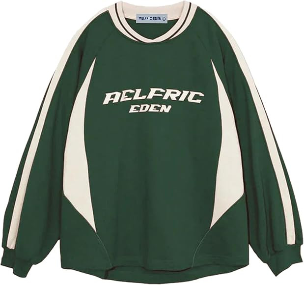 Aelfric Eden Oversized Crewneck Sweatshirts for Men Red Vintage Graphic Pullover Loose Fit Street... | Amazon (US)