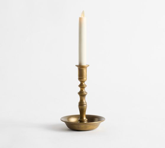 Chris Loves Julia Brass Candlestick With Bowl | Pottery Barn (US)