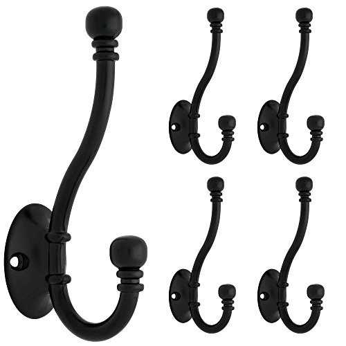 Franklin Brass Ball End Coat and Hat Hook Wall Hooks 5-Pack, Flat Black, FBCHHB5-FB-C | Amazon (US)