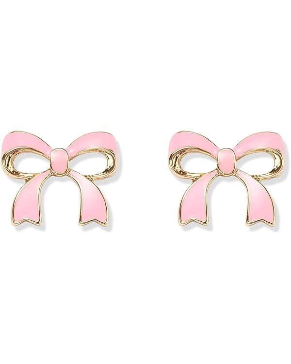 Selenichast Bow Earrings Gold Silver Classic Ribbon Bow Stud Earrings Cute Bow Earrings for Women... | Amazon (US)