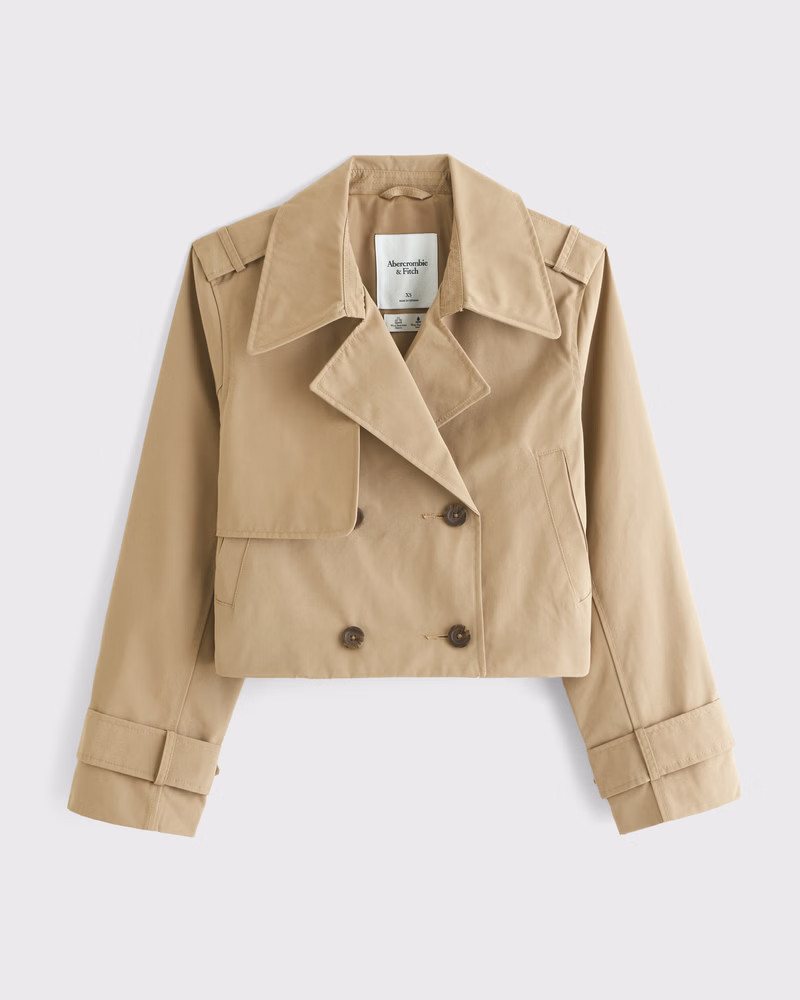 Abercrombie & Fitch Women's Relaxed Short Trench Coat in Caramel - Size S | Abercrombie & Fitch (US)
