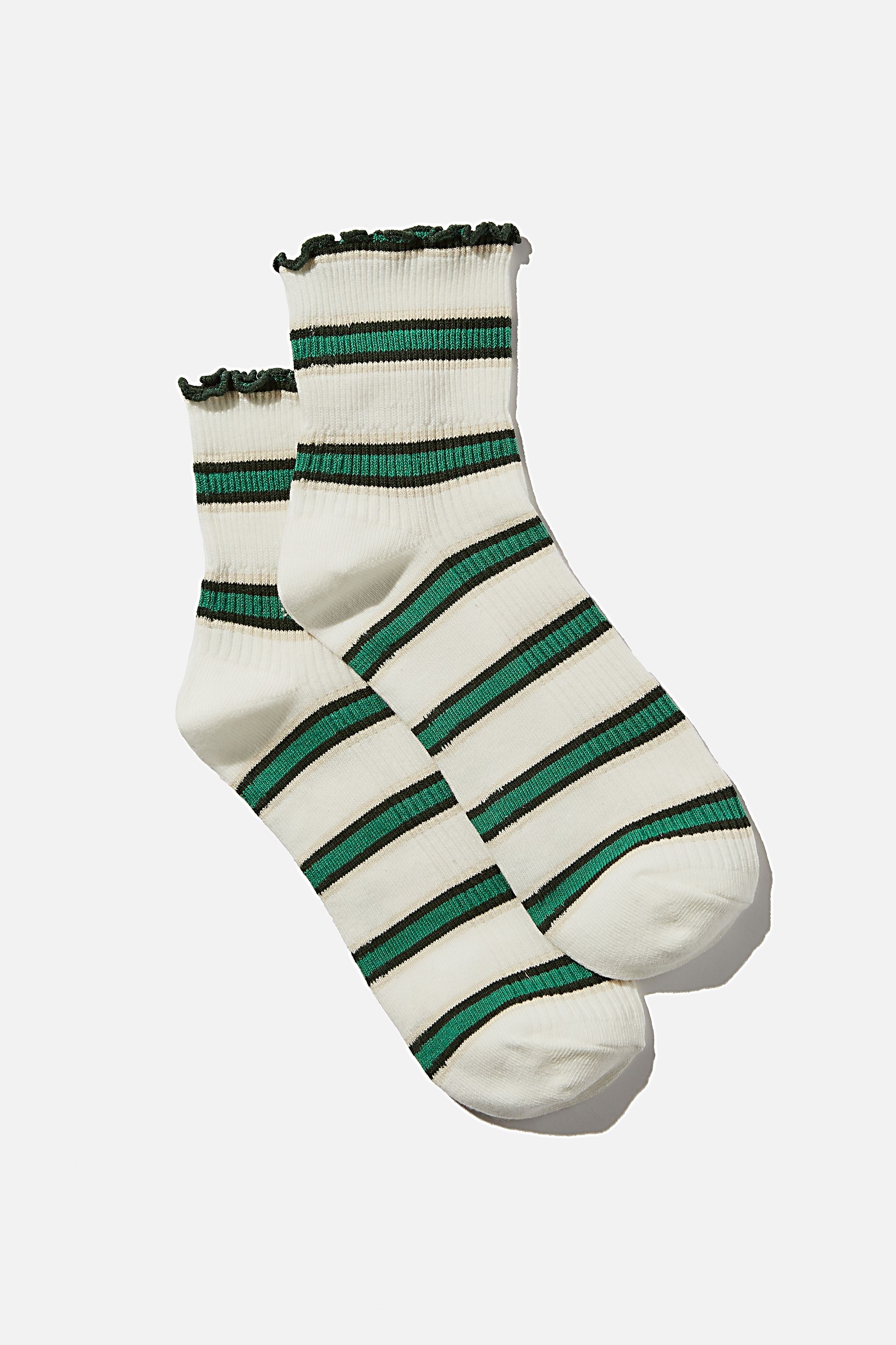 Frill Ribbed Quarter Crew Sock | Cotton On (ANZ)