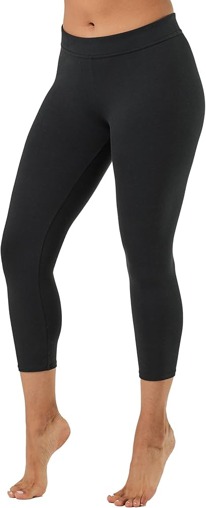 Pact Women's Organic Cotton Go-to Cropped Legging, Mid Rise Yoga Pant with Elastic Waistband | Amazon (US)