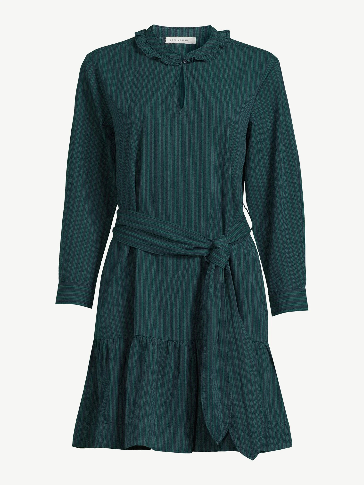 Free Assembly Women's Tiered Belted Mini Dress | Walmart (US)