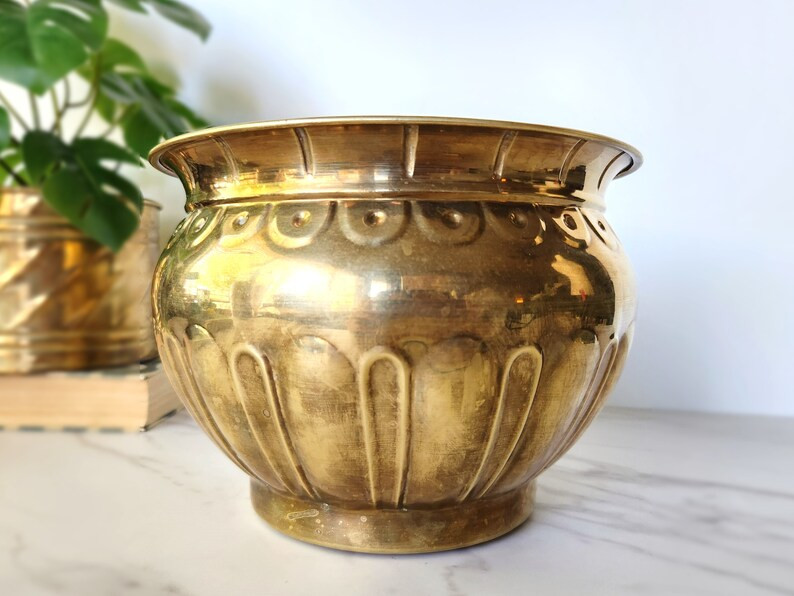 Vintage Scallop Pattern Brass Cache Pot, 7 - Etsy | Etsy (US)