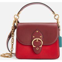 Coach Women's CNY Canvas Signature Gusset Beat Shoulder Bag 18 - Tan Electric Red Multi | Coggles (Global)