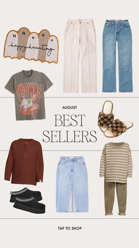 August best sellers ✨⭐️ some of my current favorites on repeat!! Abercrombie jeans, checkered slippers, NFL cozy tee, Ollie fall finds 🙌🏼

Best sellers, top sellers, Abercrombie curve love, midi skirt, Walmart faves, Walmart toddler finds, checkered print 

#LTKSeasonal #LTKkids #LTKshoecrush