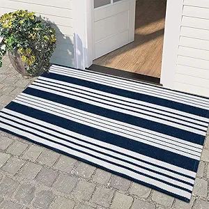 OJIA Entryway Rug 22 x 51 Inches, Machine Washable Front Door Mat Cotton Woven Blue and White Out... | Amazon (US)