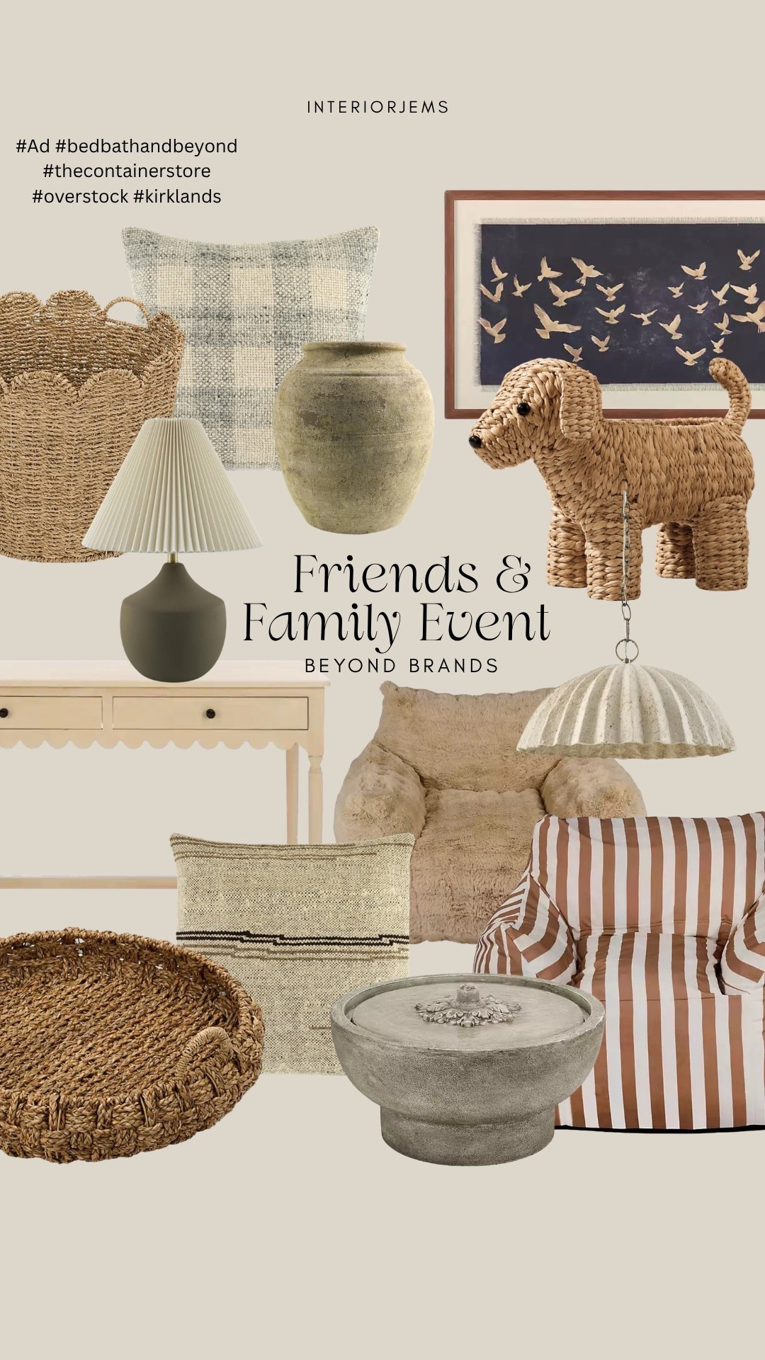 #ad The Beyond Brands Friends & Family Event is one of my favorite times to shop because so many of the pieces I love rarely go on sale. From woven baskets and designer-looking lighting to accent chairs, pillows, artwork, and decor, there are so many good finds right now. I’m especially loving the wicker dog, striped chair, scalloped console, and all of the texture-rich pieces that make a home feel collected and cozy.

If you’ve had your eye on anything, now is the time to grab it before the best pieces disappear.

#ad #bedbathandbeyond #thecontainerstore #overstock #kirklands

#LTKSaleAlert #LTKHome