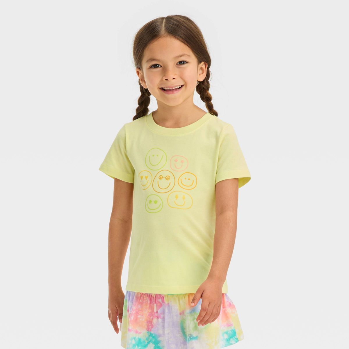 Toddler Girls' Smiles Short Sleeve T-Shirt - Cat & Jack™ Yellow | Target