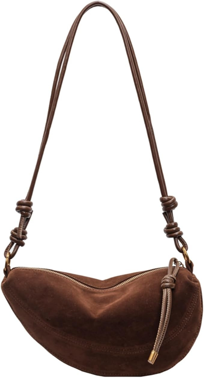Suede Bags for Women Small Suede Purses Crescent Bag Crossbody Shoulder Bag Trendy Tote Handbags | Amazon (US)