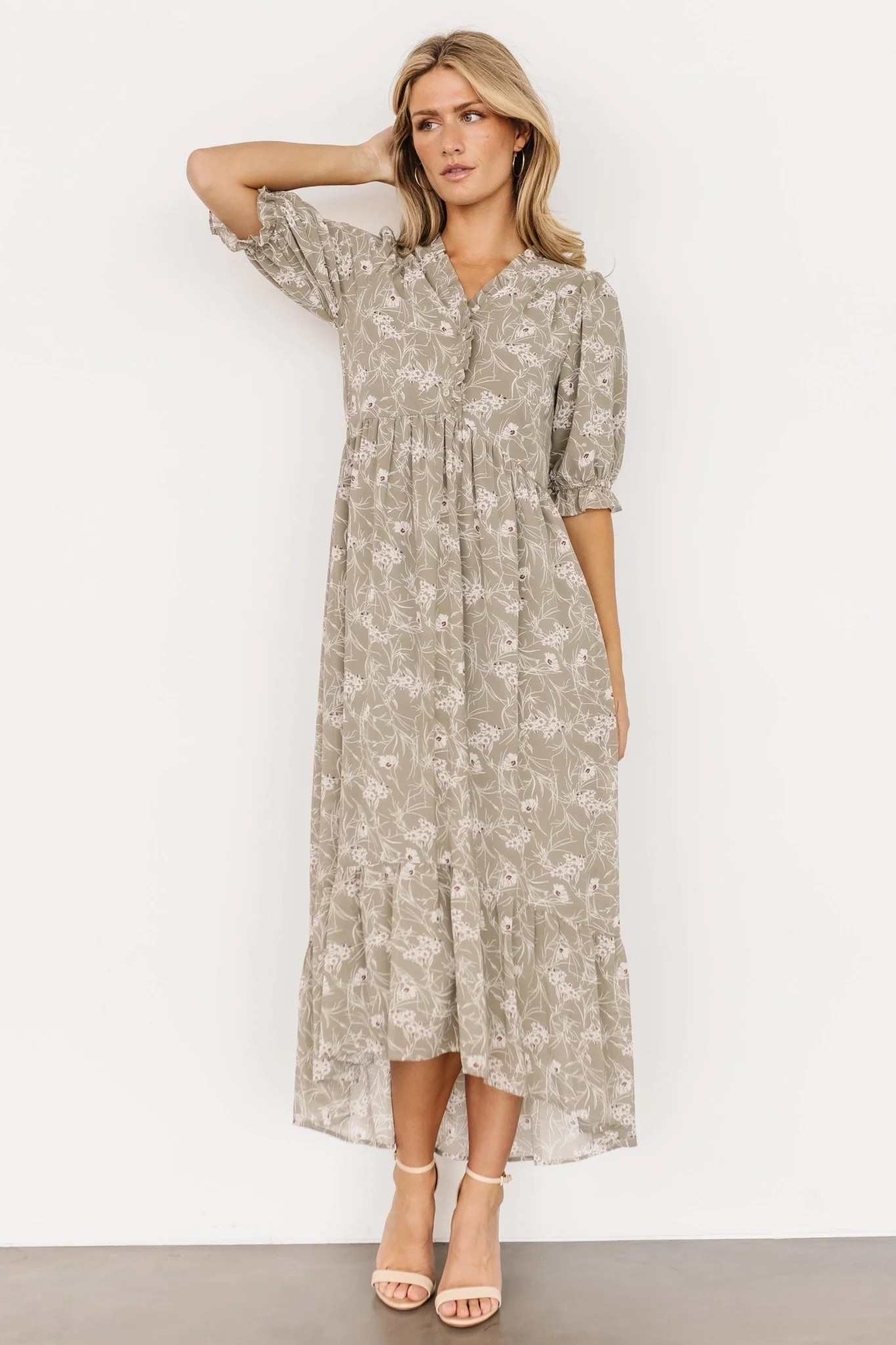 Parker Midi Dress | Olive Floral | Baltic Born