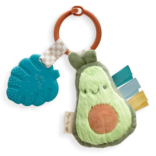 Itzy Ritzy Infant Toy & Teether - Itzy Pal Baby Teething Toy Includes Lovey, Crinkle Sound, Textured Ribbons & Silicone Teether for Newborn (Avocado) | Amazon (US)