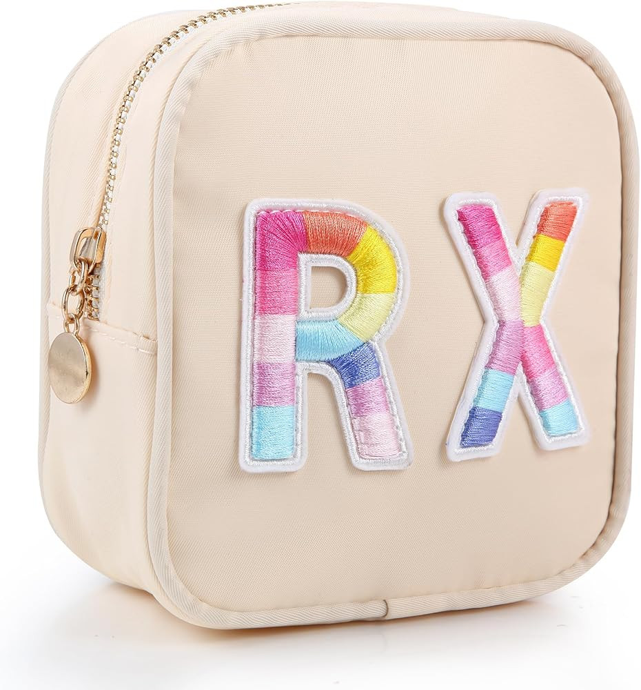 Personalized Cute Medicine Bag with Zipper for Women and Girls - Embroidered Alphabet, Ideal for ... | Amazon (US)