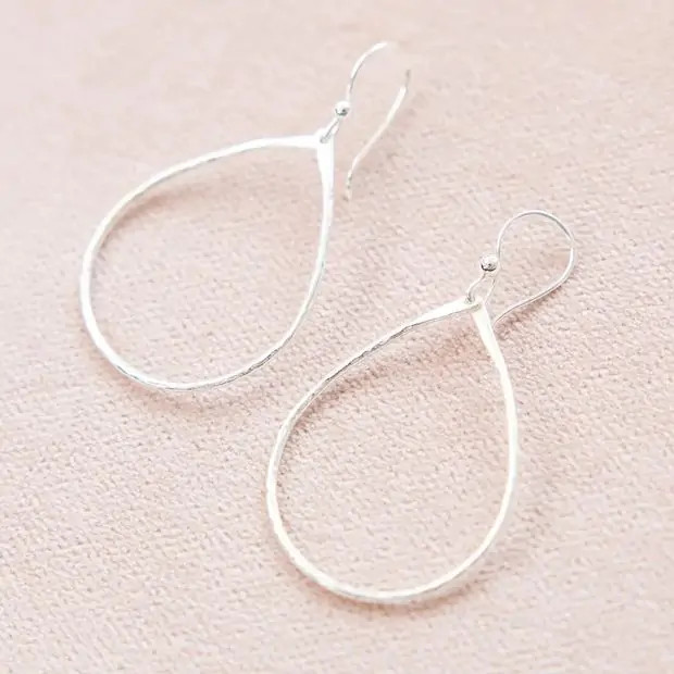 Silver Teardrop Hoop Earrings | Antique Farm House