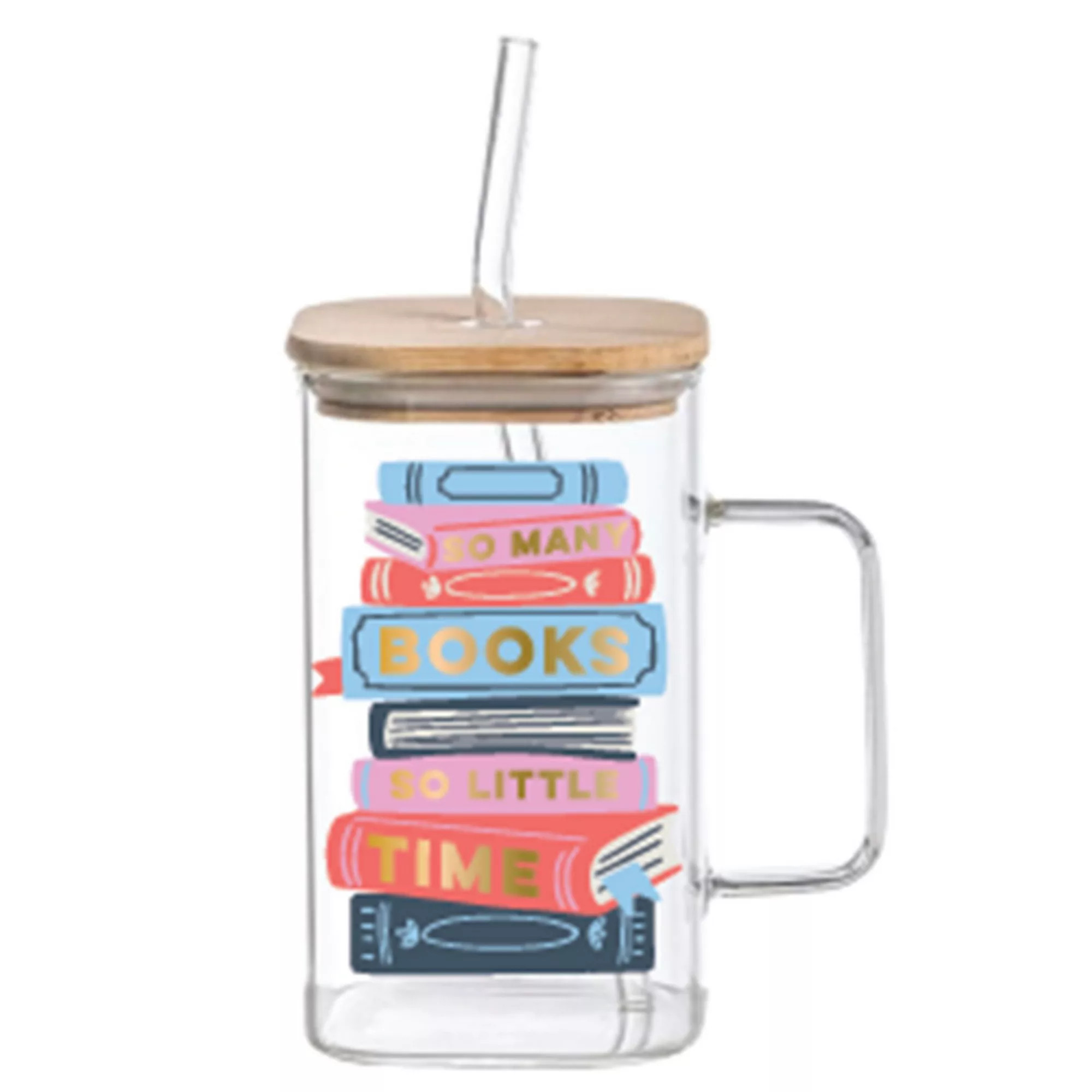 Design Clique Books Time Glass with Lid, Straw & Handle | Kohl's