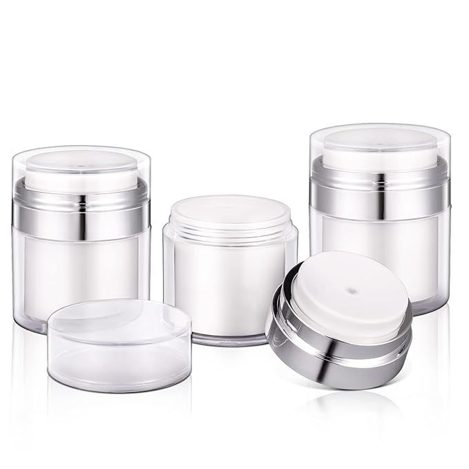 UMETASS 3-pcs 1oz Airless Pump Jar, Refillable Cream Jar Vacuum Bottle Travel Size Empty Containe... | Amazon (US)