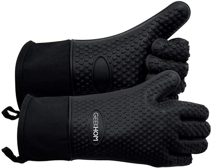 Amazon.com: GEEKHOM BBQ Gloves, Grilling Gloves Heat Resistant Oven Gloves, Kitchen Silicone Oven... | Amazon (US)