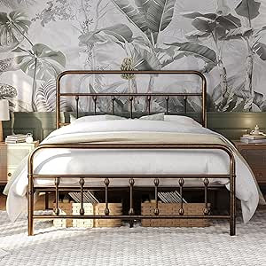 Yaheetech Classic Metal Platform Bed Frame Mattress Foundation with Victorian Style Iron-Art Head... | Amazon (US)