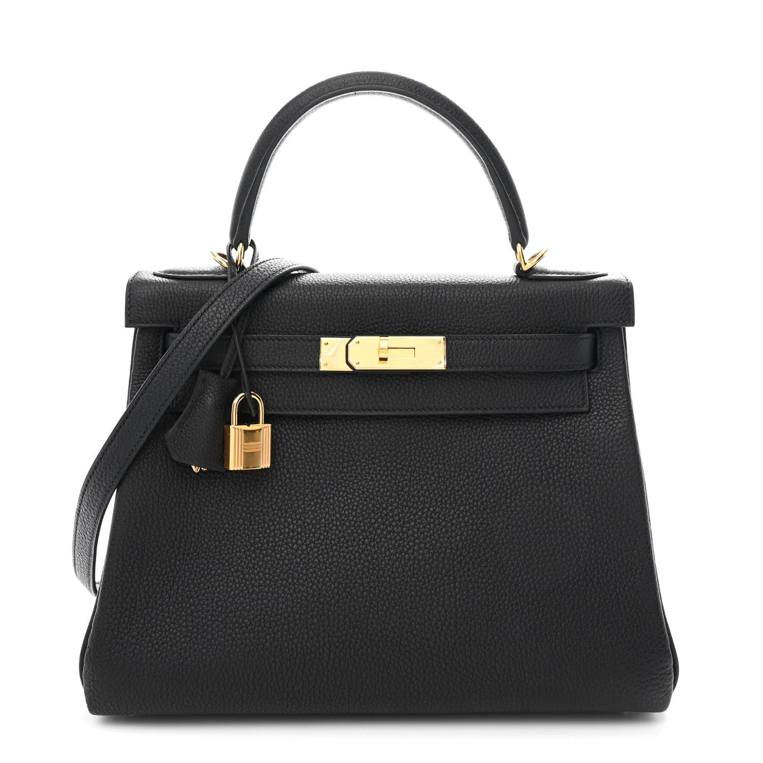 Togo Kelly Retourne 28 Black | FASHIONPHILE (US)