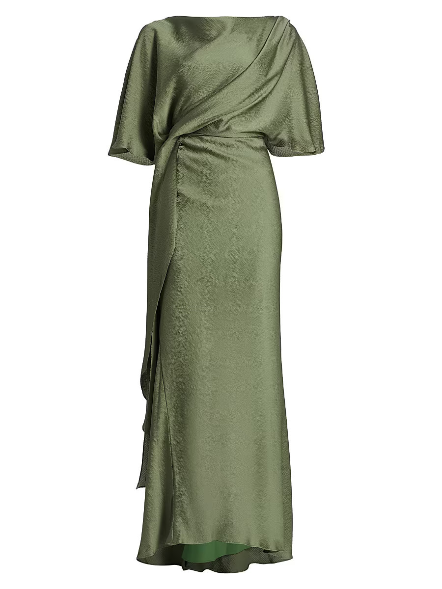 Women's Hammered Satin A-Line Gown - Moss - Size 12 | Saks Fifth Avenue