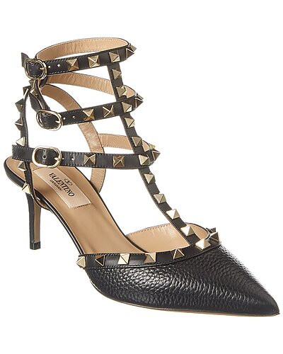 Valentino Rockstud Caged 65 Grainy Leather Ankle Strap Pump | Gilt & Gilt City