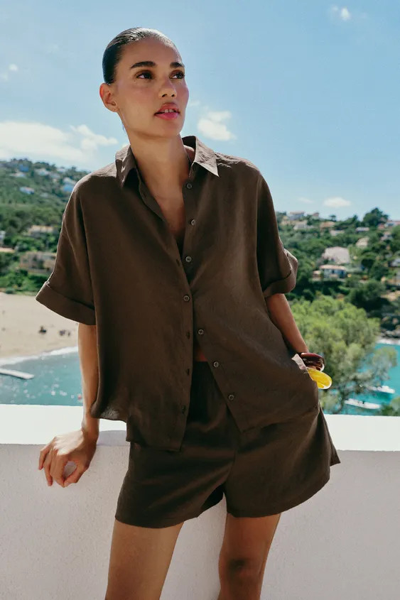 FLOWY SHORT SLEEVE SHIRT | Zara US