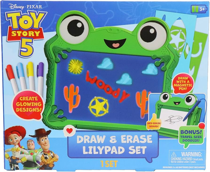 Amazon.com: Disney Pixar Toy Story 5 Draw & Erase Lilypad Set - Frog Dry-Erase Glow Board & Trave... | Amazon (US)