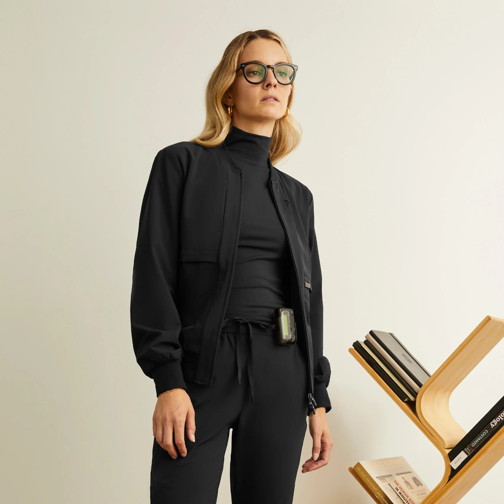 Women’s Scrub Bomber Jacket - Black · FIGS | FIGS